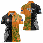 Custom Fiji And Australia Rugby Women Polo Shirt Fijian Tapa Pattern With Aussie Aboriginal Art