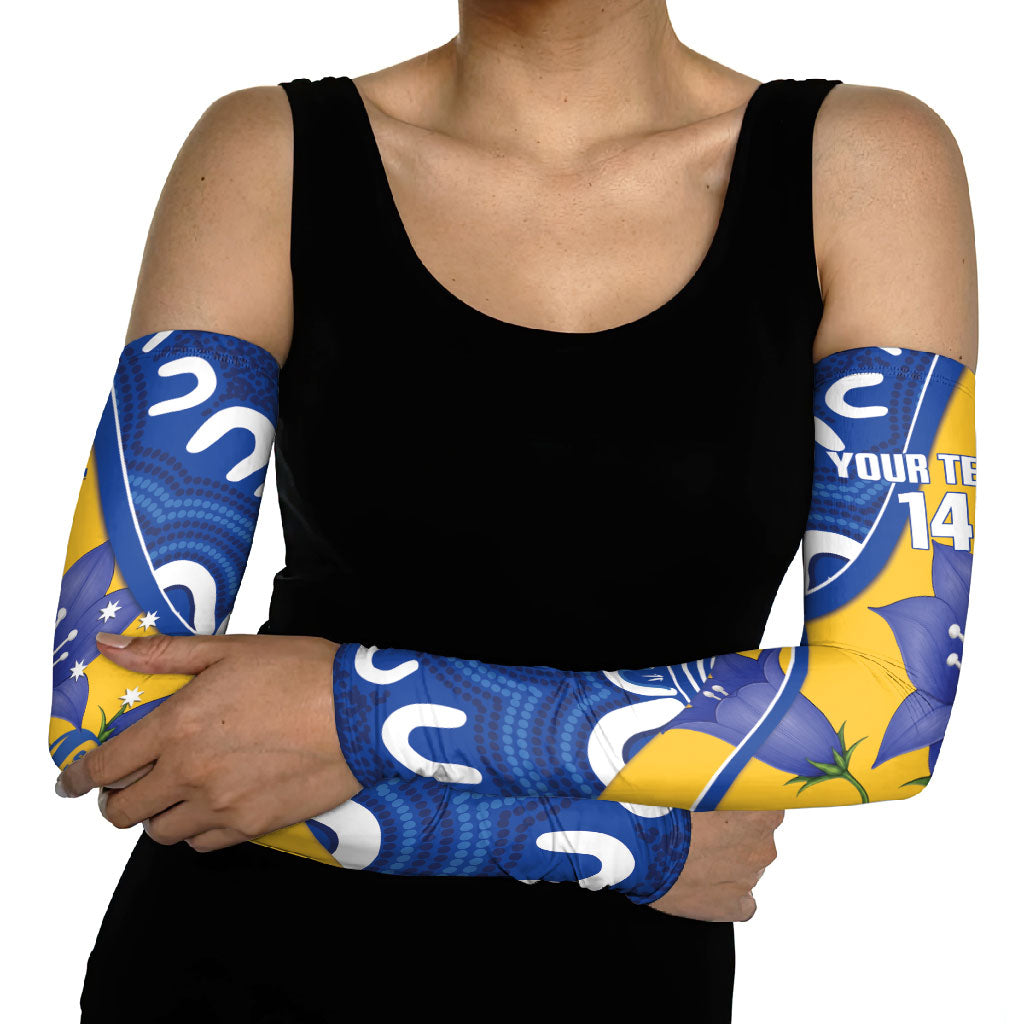 Australian Capital Territory Oztag Custom Arm Sleeves ACT Royal Bluebell Indigenous Art