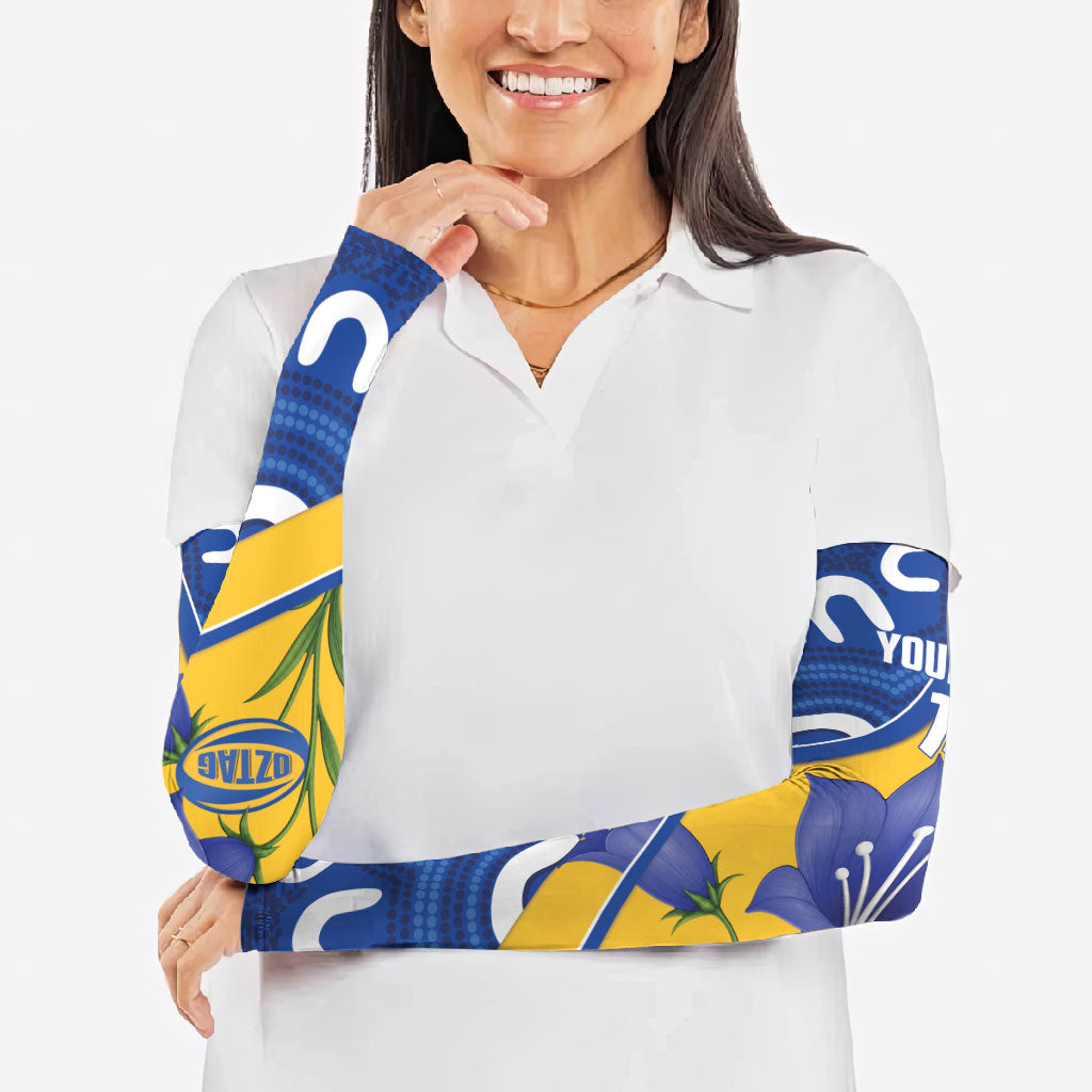 Australian Capital Territory Oztag Custom Arm Sleeves ACT Royal Bluebell Indigenous Art