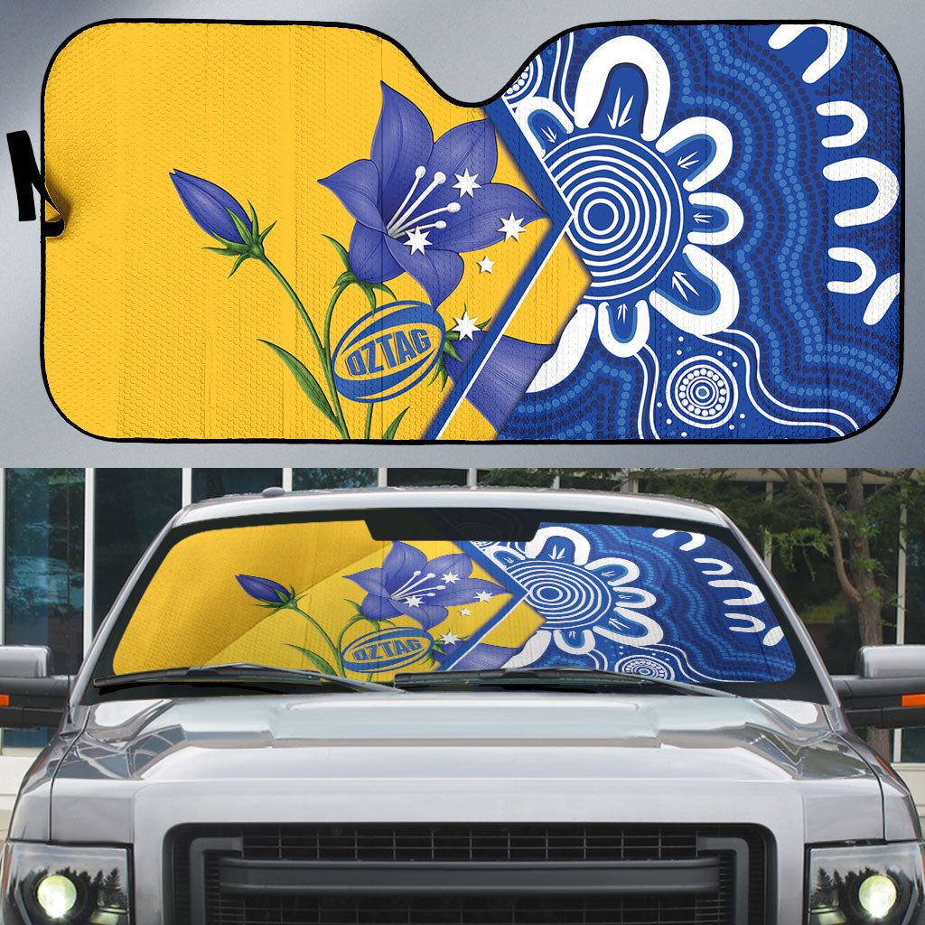 Australian Capital Territory Oztag Auto Sun Shade ACT Royal Bluebell Indigenous Art
