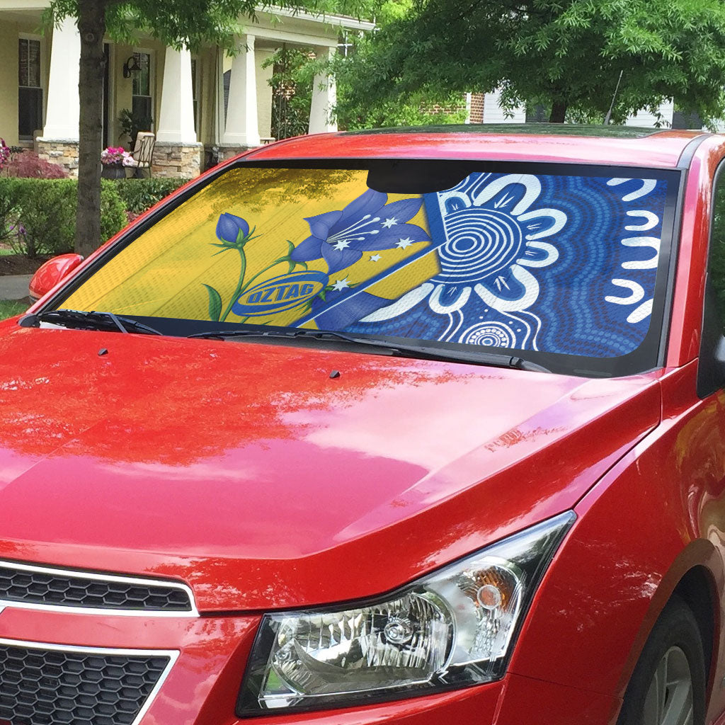 Australian Capital Territory Oztag Auto Sun Shade ACT Royal Bluebell Indigenous Art