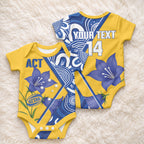 Australian Capital Territory Oztag Custom Baby Onesie ACT Royal Bluebell Indigenous Art