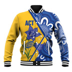 Australian Capital Territory Oztag Custom Baseball Jacket ACT Royal Bluebell Indigenous Art