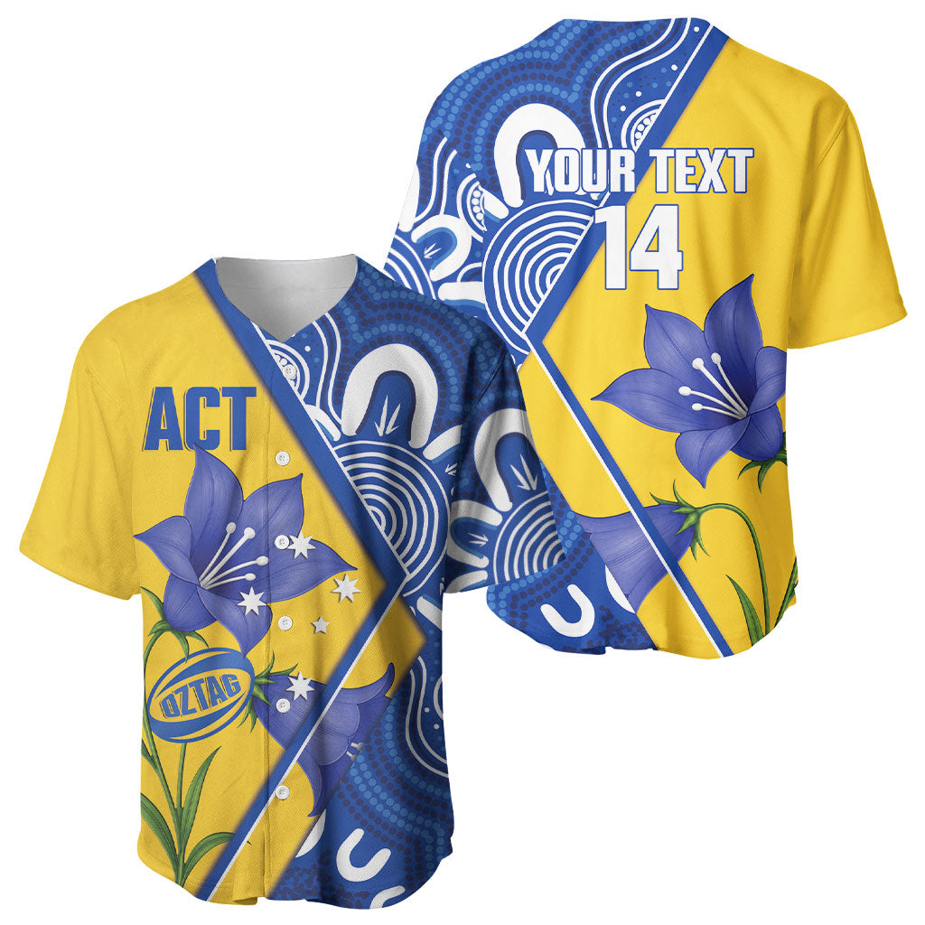 Australian Capital Territory Oztag Custom Baseball Jersey ACT Royal Bluebell Indigenous Art