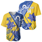 Australian Capital Territory Oztag Custom Baseball Jersey ACT Royal Bluebell Indigenous Art