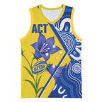 Australian Capital Territory Oztag Custom Basketball Jersey ACT Royal Bluebell Indigenous Art