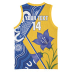 Australian Capital Territory Oztag Custom Basketball Jersey ACT Royal Bluebell Indigenous Art