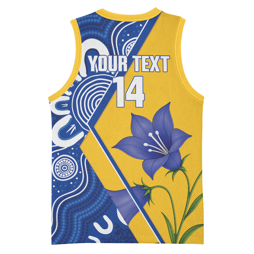Australian Capital Territory Oztag Custom Basketball Jersey ACT Royal Bluebell Indigenous Art