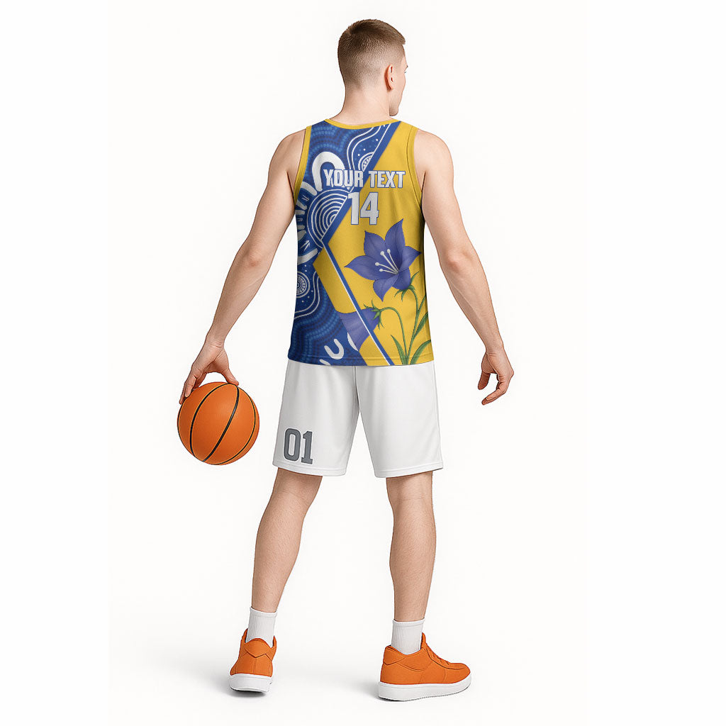 Australian Capital Territory Oztag Custom Basketball Jersey ACT Royal Bluebell Indigenous Art