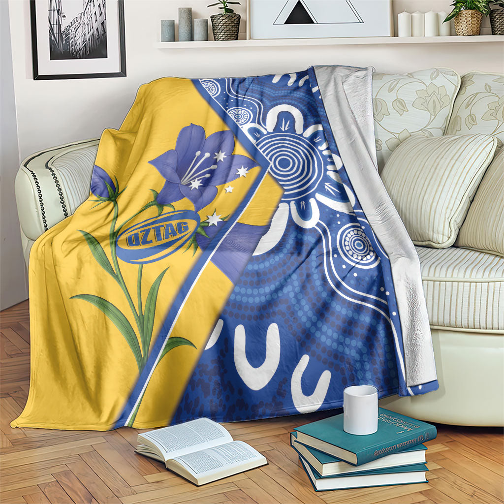 Australian Capital Territory Oztag Blanket ACT Royal Bluebell Indigenous Art