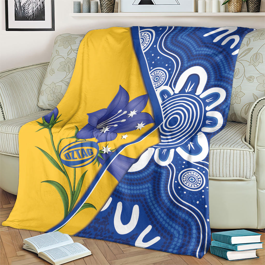 Australian Capital Territory Oztag Blanket ACT Royal Bluebell Indigenous Art