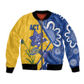Australian Capital Territory Oztag Custom Bomber Jacket ACT Royal Bluebell Indigenous Art