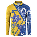 Australian Capital Territory Oztag Custom Button Sweatshirt ACT Royal Bluebell Indigenous Art