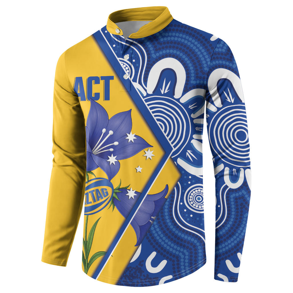 Australian Capital Territory Oztag Custom Button Sweatshirt ACT Royal Bluebell Indigenous Art