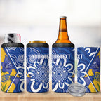 Australian Capital Territory Oztag Custom 4 in 1 Can Cooler Tumbler ACT Royal Bluebell Indigenous Art