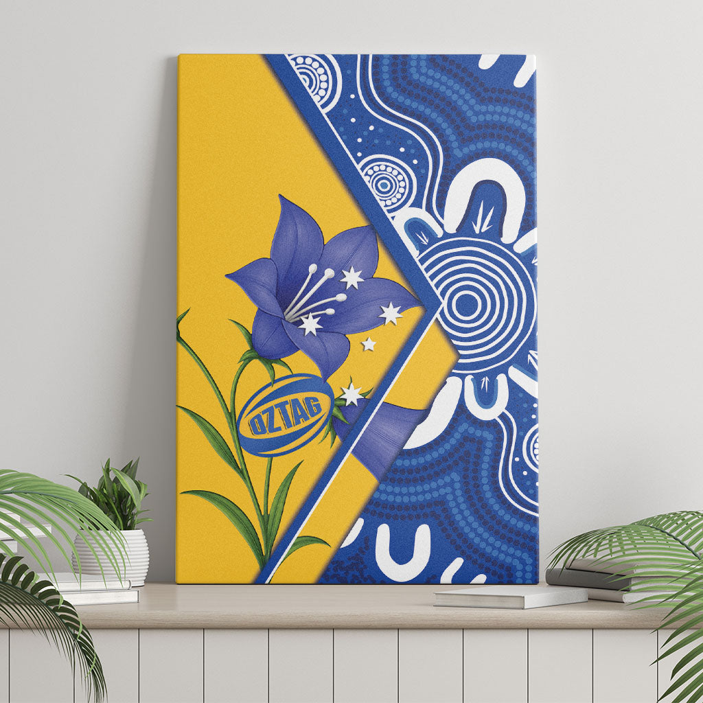 Australian Capital Territory Oztag Canvas Wall Art ACT Royal Bluebell Indigenous Art