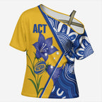 Australian Capital Territory Oztag Custom Cross Shoulder Shirt ACT Royal Bluebell Indigenous Art