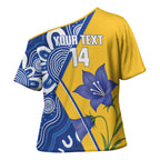 Australian Capital Territory Oztag Custom Cross Shoulder Shirt ACT Royal Bluebell Indigenous Art