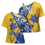 Australian Capital Territory Oztag Custom Cross Shoulder Shirt ACT Royal Bluebell Indigenous Art