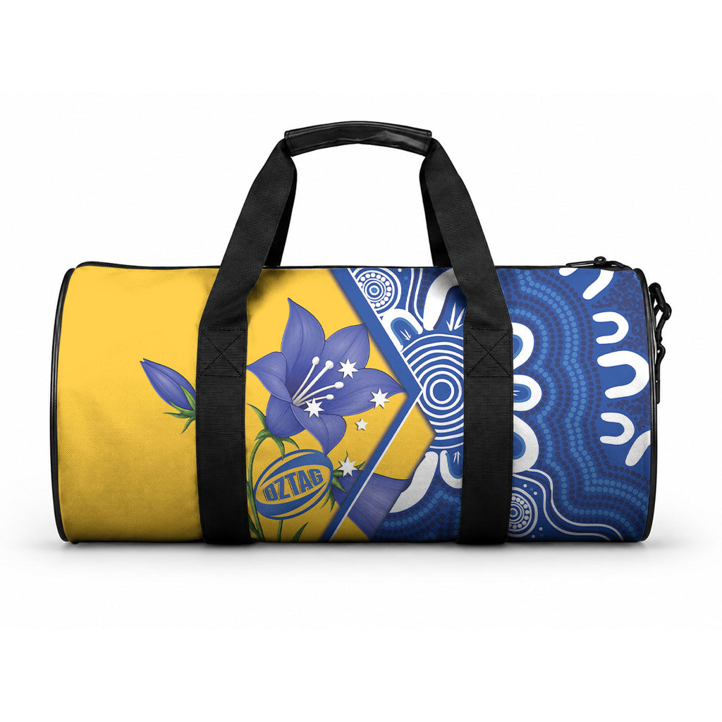 Australian Capital Territory Oztag Duffle Bag ACT Royal Bluebell Indigenous Art