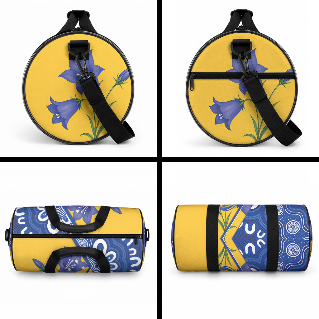 Australian Capital Territory Oztag Duffle Bag ACT Royal Bluebell Indigenous Art