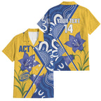 Australian Capital Territory Oztag Custom Family Matching Mermaid Dress and Hawaiian Shirt ACT Royal Bluebell Indigenous Art