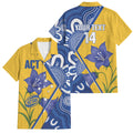 Australian Capital Territory Oztag Custom Family Matching Off Shoulder Short Dress and Hawaiian Shirt ACT Royal Bluebell Indigenous Art
