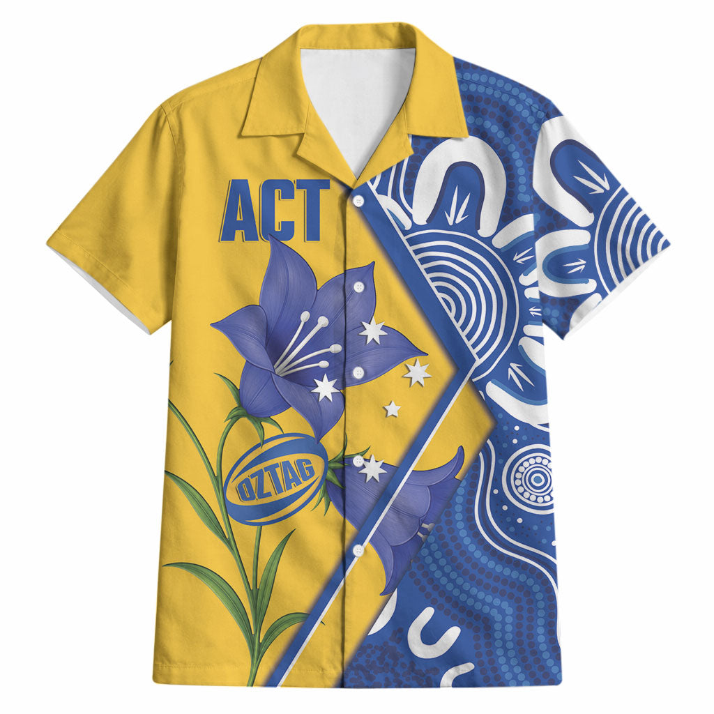 Australian Capital Territory Oztag Custom Hawaiian Shirt ACT Royal Bluebell Indigenous Art