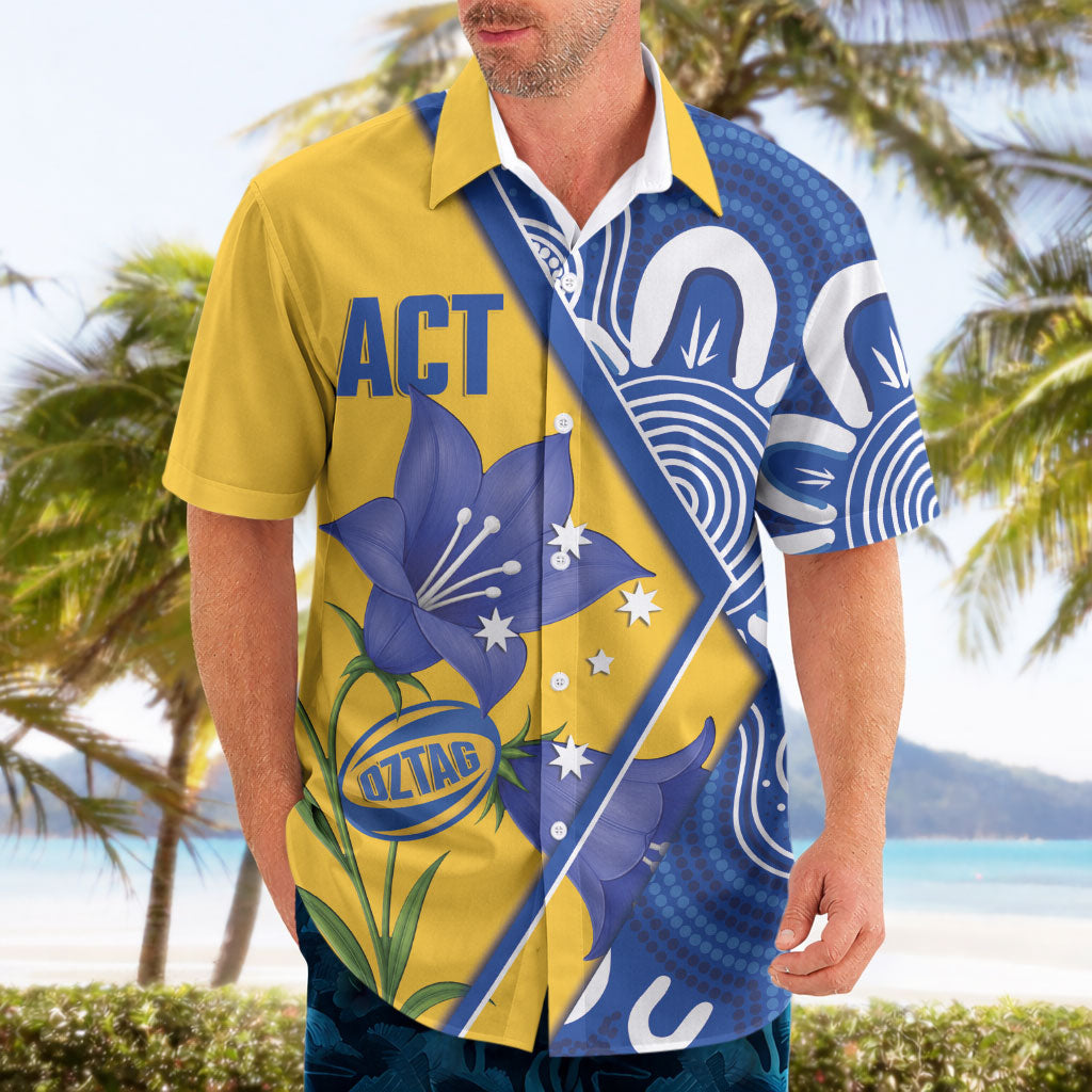 Australian Capital Territory Oztag Custom Hawaiian Shirt ACT Royal Bluebell Indigenous Art