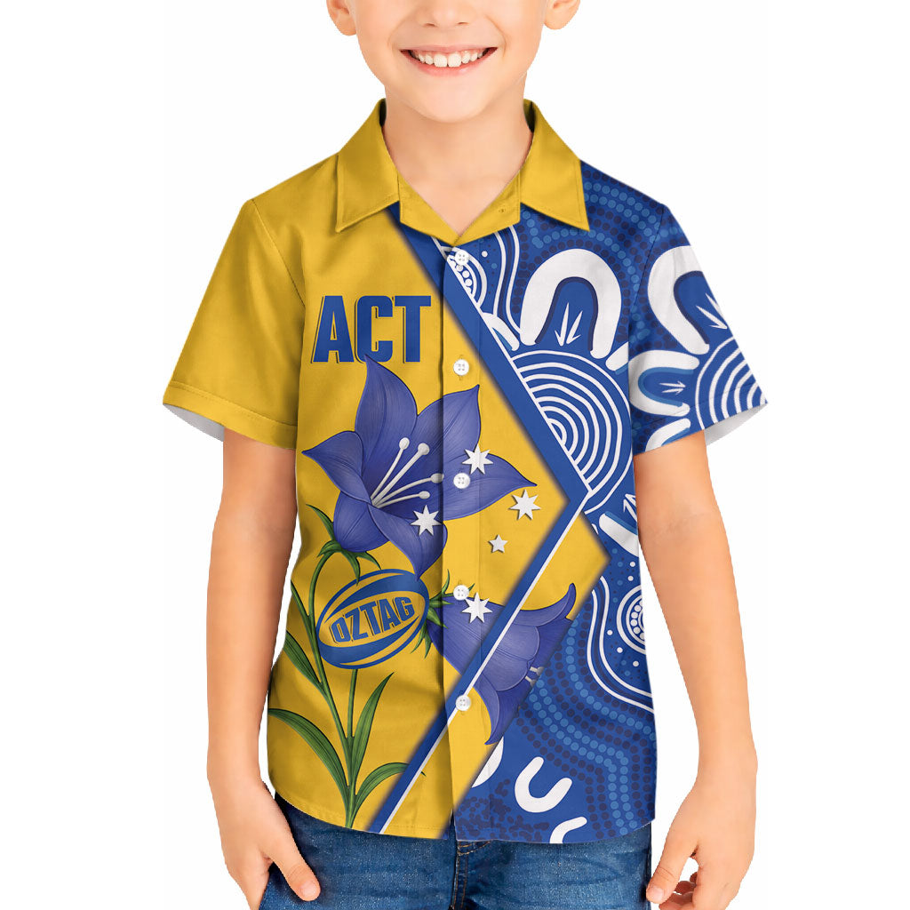 Australian Capital Territory Oztag Custom Hawaiian Shirt ACT Royal Bluebell Indigenous Art