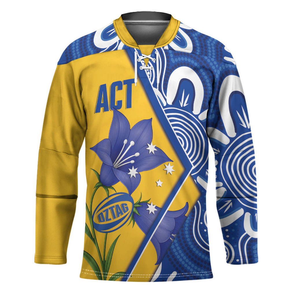 Australian Capital Territory Oztag Custom Hockey Jersey ACT Royal Bluebell Indigenous Art