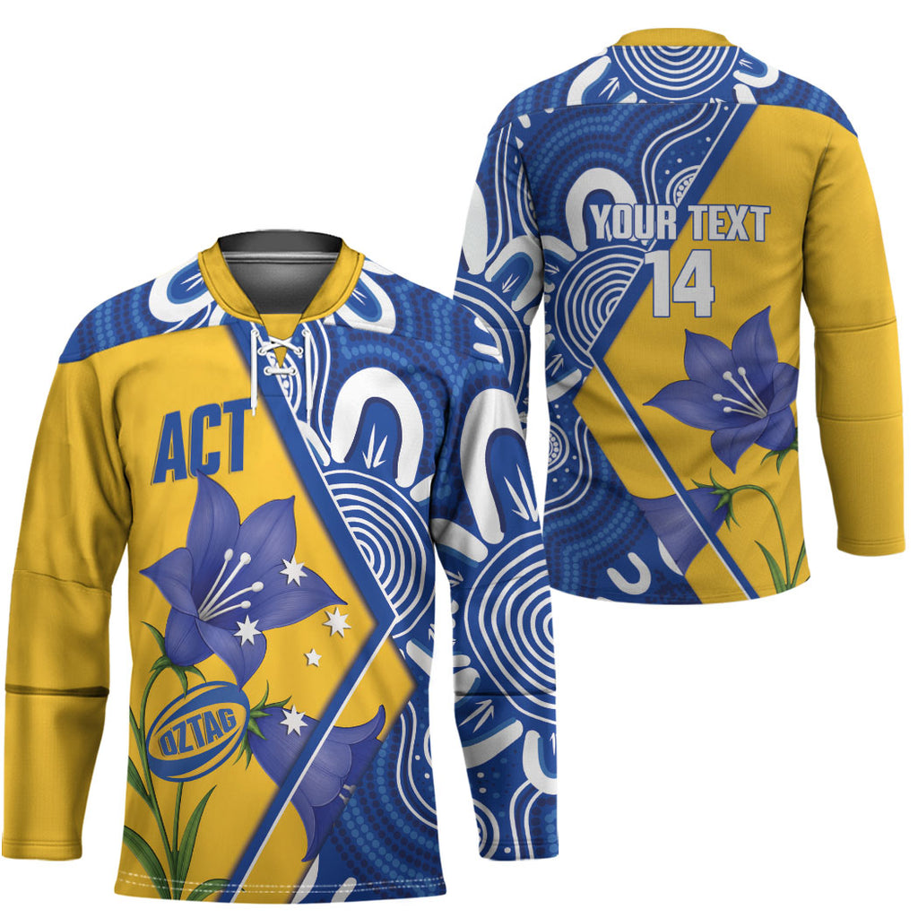 Australian Capital Territory Oztag Custom Hockey Jersey ACT Royal Bluebell Indigenous Art