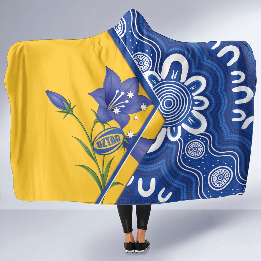 Australian Capital Territory Oztag Hooded Blanket ACT Royal Bluebell Indigenous Art