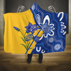 Australian Capital Territory Oztag Hooded Blanket ACT Royal Bluebell Indigenous Art