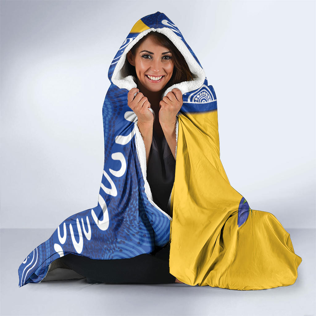 Australian Capital Territory Oztag Hooded Blanket ACT Royal Bluebell Indigenous Art
