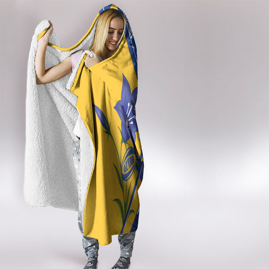 Australian Capital Territory Oztag Hooded Blanket ACT Royal Bluebell Indigenous Art
