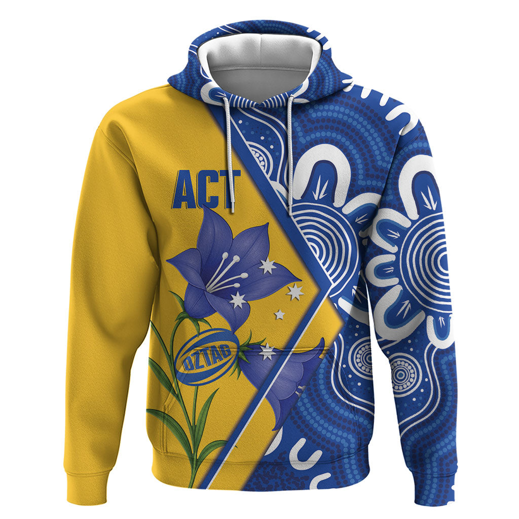 Australian Capital Territory Oztag Custom Hoodie ACT Royal Bluebell Indigenous Art