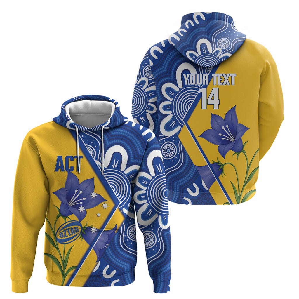 Australian Capital Territory Oztag Custom Hoodie ACT Royal Bluebell Indigenous Art