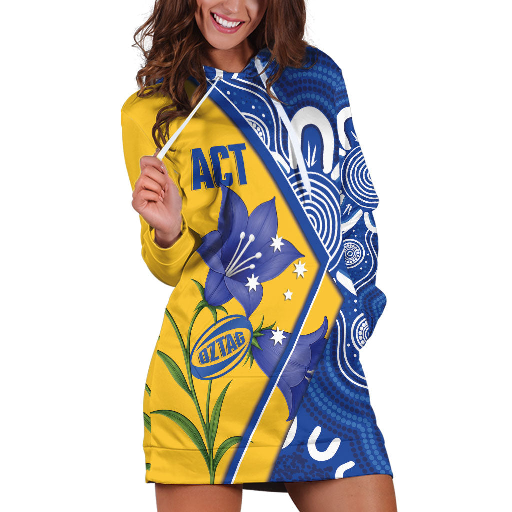 Australian Capital Territory Oztag Custom Hoodie Dress ACT Royal Bluebell Indigenous Art