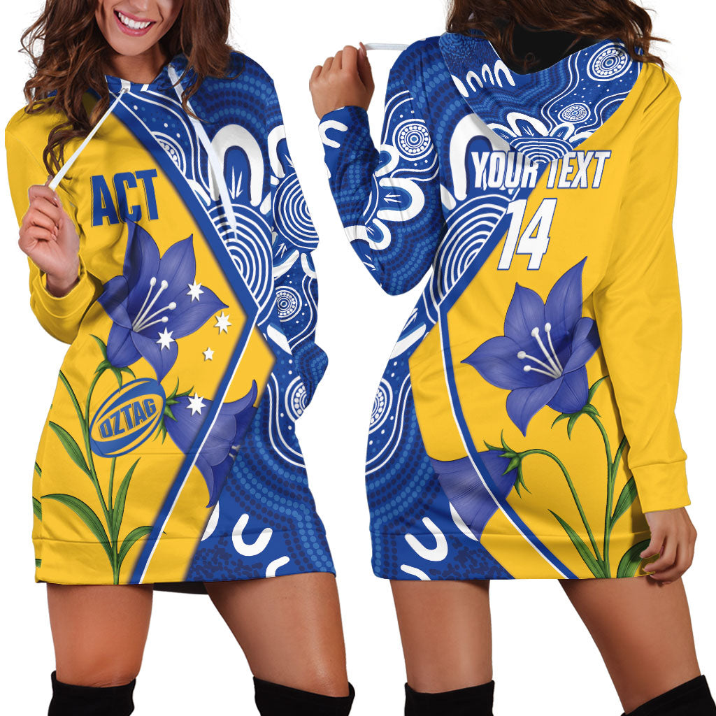 Australian Capital Territory Oztag Custom Hoodie Dress ACT Royal Bluebell Indigenous Art