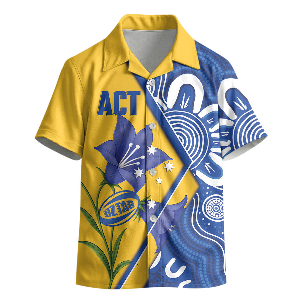 Australian Capital Territory Oztag Custom Kid Hawaiian Shirt ACT Royal Bluebell Indigenous Art