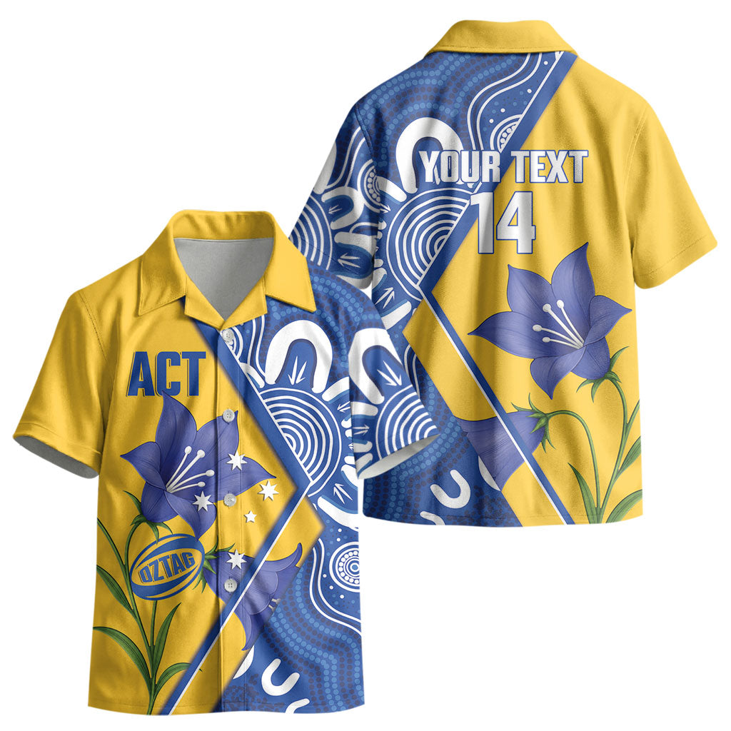 Australian Capital Territory Oztag Custom Kid Hawaiian Shirt ACT Royal Bluebell Indigenous Art