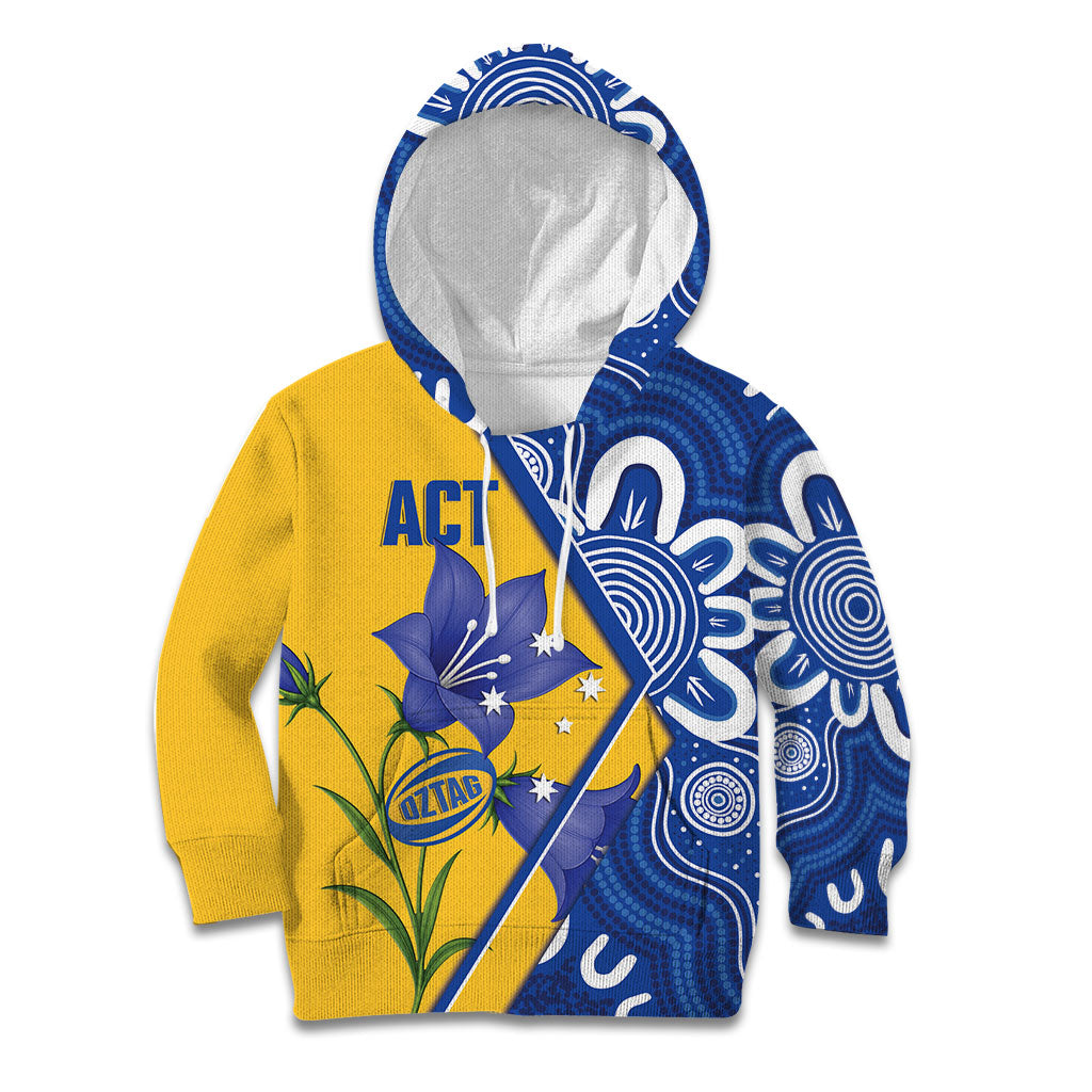 Australian Capital Territory Oztag Custom Kid Hoodie ACT Royal Bluebell Indigenous Art
