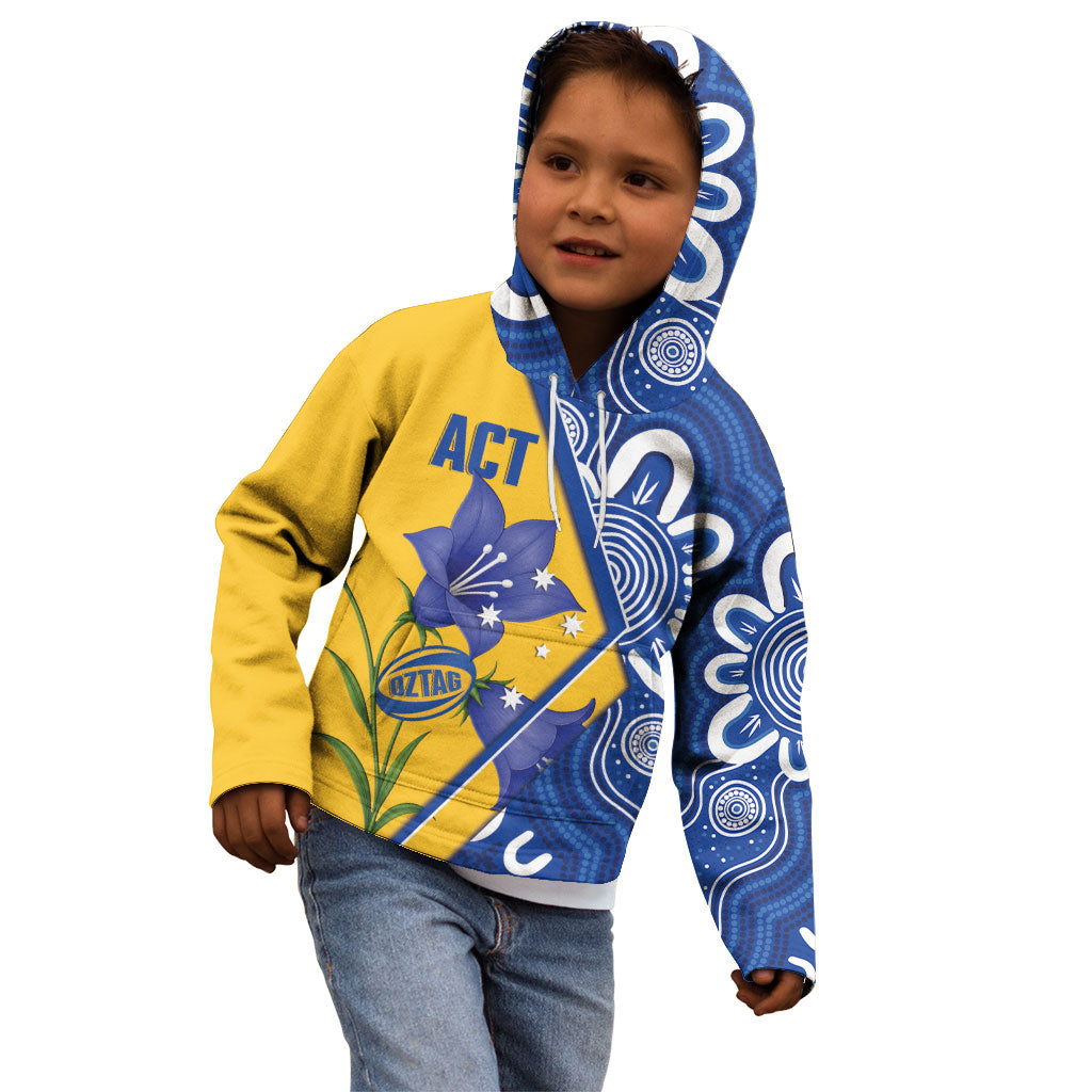 Australian Capital Territory Oztag Custom Kid Hoodie ACT Royal Bluebell Indigenous Art