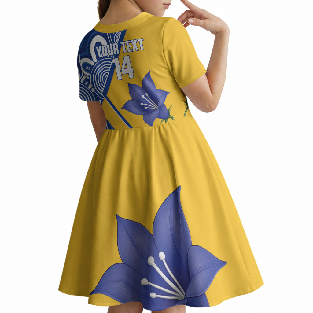 Australian Capital Territory Oztag Custom Kid Short Sleeve Dress ACT Royal Bluebell Indigenous Art