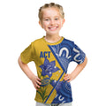Australian Capital Territory Oztag Custom Kid T Shirt ACT Royal Bluebell Indigenous Art