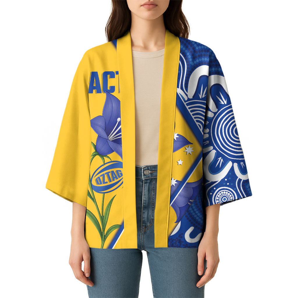 Australian Capital Territory Oztag Custom Kimono ACT Royal Bluebell Indigenous Art