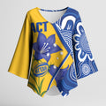 Australian Capital Territory Oztag Custom Kimono Sleeve Blouse ACT Royal Bluebell Indigenous Art