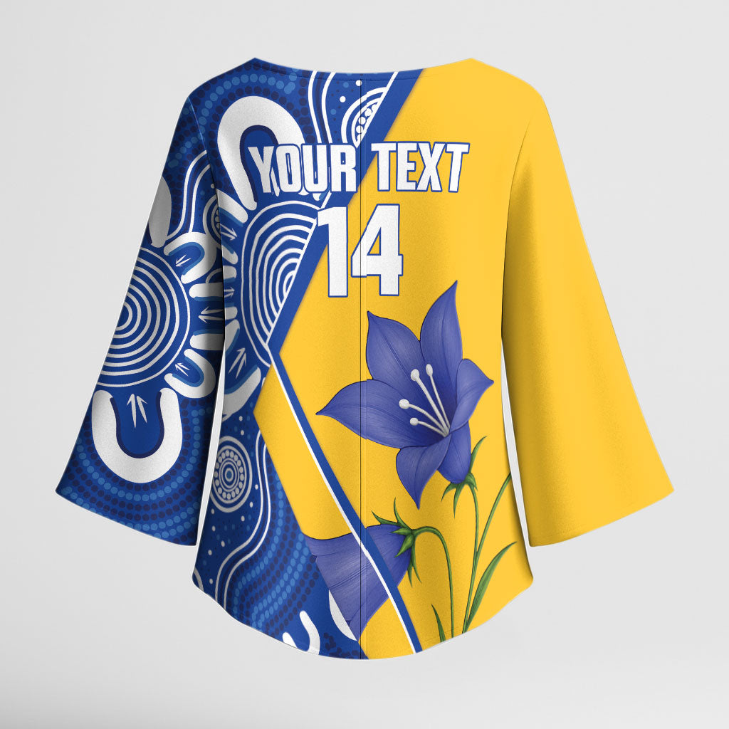 Australian Capital Territory Oztag Custom Kimono Sleeve Blouse ACT Royal Bluebell Indigenous Art