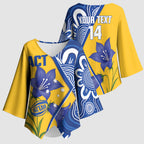 Australian Capital Territory Oztag Custom Kimono Sleeve Blouse ACT Royal Bluebell Indigenous Art